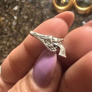 Pistol in holster mini pin brooch